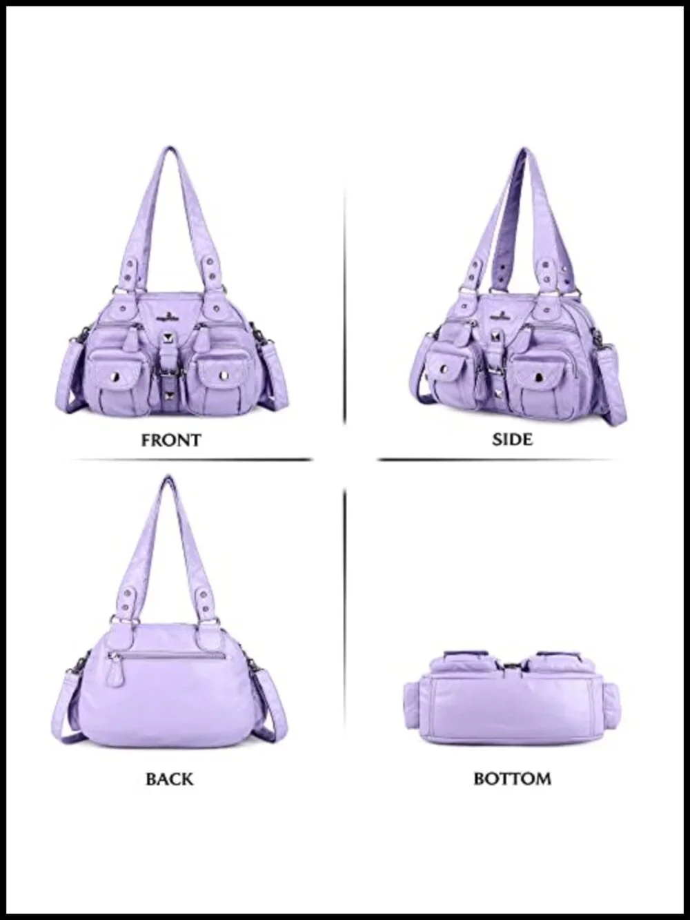 Hobo Crossbody Bag with Removable Strap Faux Leather Handbag Multi-Pocket